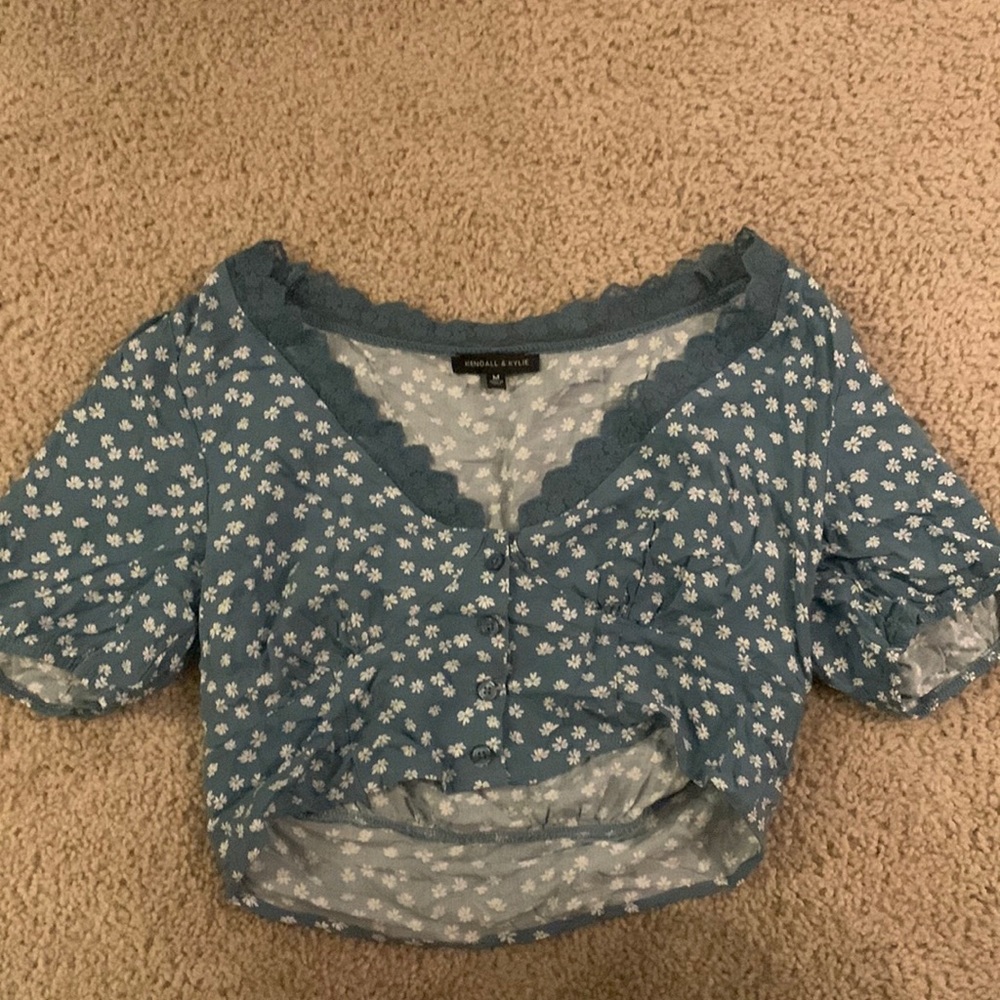 Medium blue Kendall and Kylie crop top